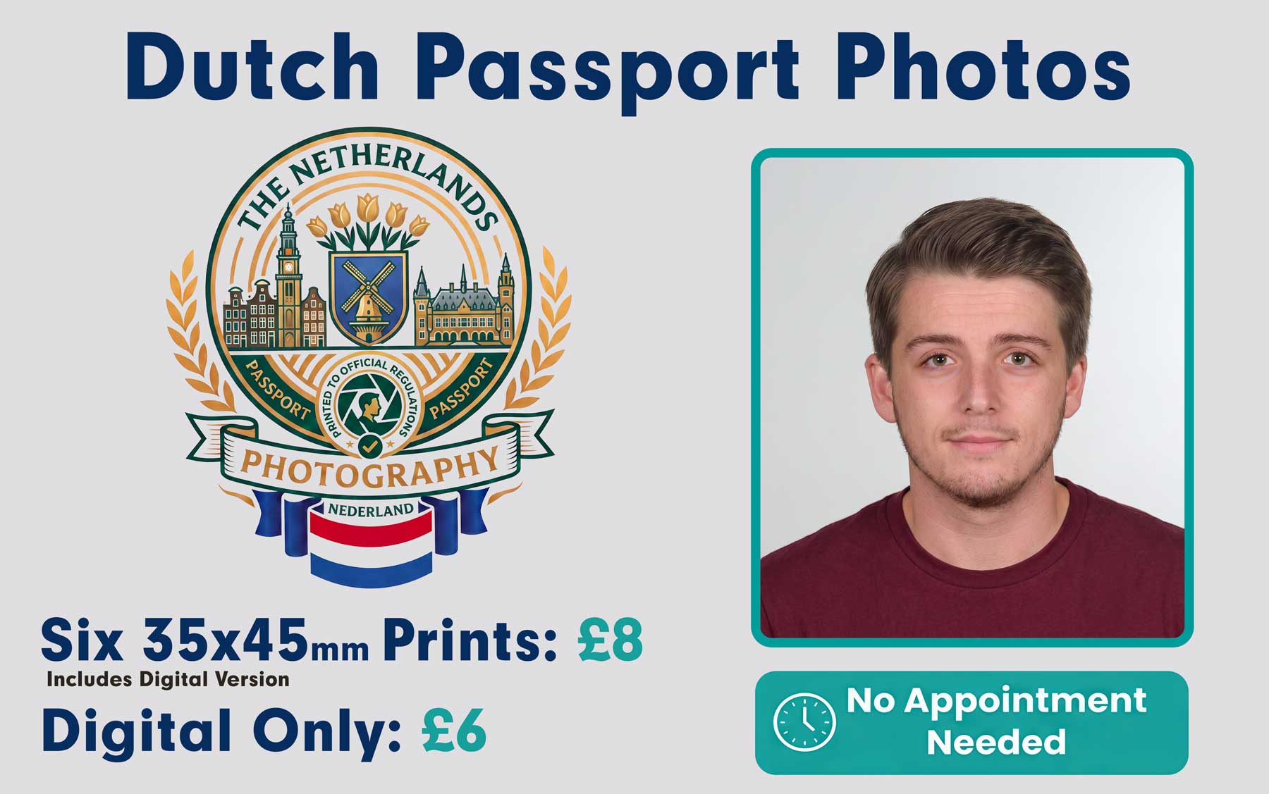 Dutch passport and visa photo