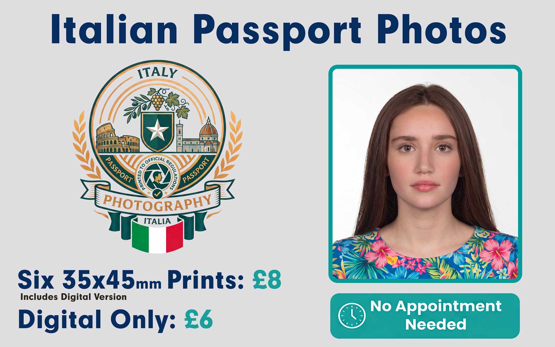 Italian passport and visa photo serivce