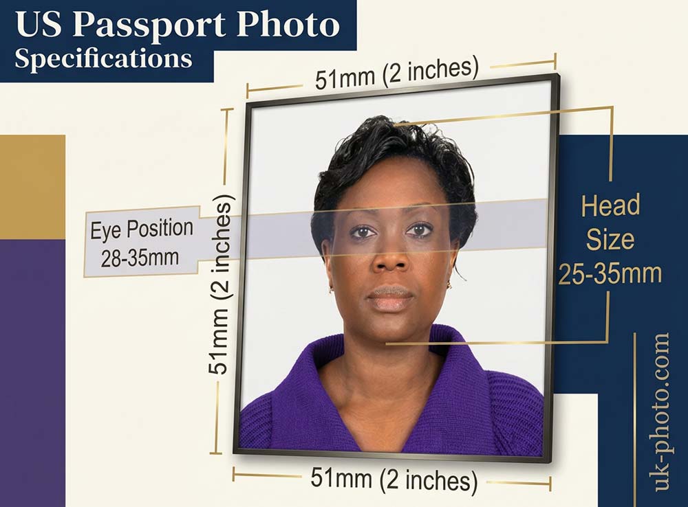 US passport photo size